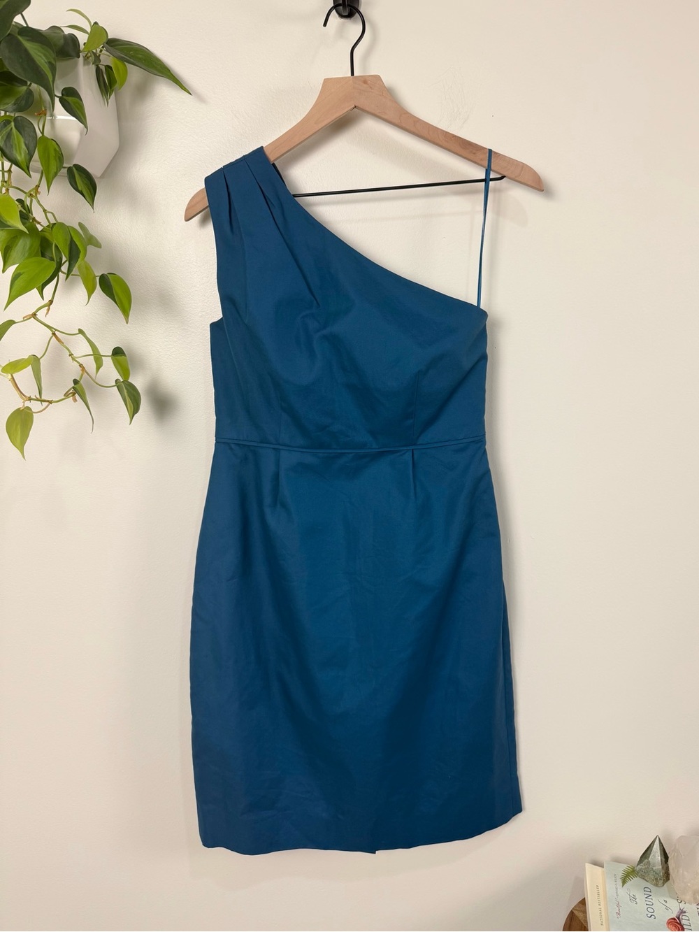 J.Crew Teal One Shoulder Sheath Dress Women’s 6 Cocktail Wedding Guest Formal